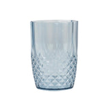 6 Pack Dusty Blue Reusable Plastic Tumbler Glasses in Crystal Cut Style, 16oz Shatterproof#whtbkgd