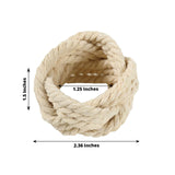 4 Pack | Rustic Burlap Napkin Rings, Handmade Braided Jute Napkin Holders - Cream