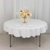 70" White Round 100% Cotton Linen Tablecloth Washable