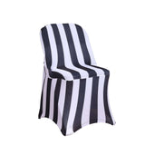 Black and White 2inch Striped Spandex Stretch Fitted Folding Chair Cover