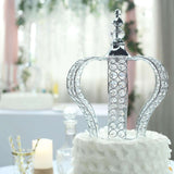 14inch Metallic Silver Crystal-Bead Royal Crown Cake Topper, Centerpiece