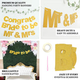 Gold Glittered Bride To Be Paper Hanging Bridal Shower Garland Banner, Bachelorette Party Banner