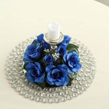 4 Pack | 3inches Royal Blue Artificial Silk Rose Flower Candle Ring Wreaths