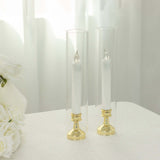 2 Pack 12inch Tall Clear Glass Candle Shades with 2.25inch Wide Open Ends