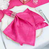 5 Pack | Fuchsia Accordion Crinkle Taffeta Cloth Dinner Napkins