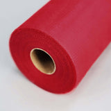 6Inchx100 Yards Red Tulle Fabric Bolt, Sheer Fabric Spool Roll For Crafts