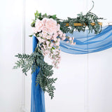 18ft | Royal Blue Wedding Arch Drapery Fabric Window Scarf Valance, Sheer Organza Linen