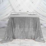 90" x 90" Silver Premium Sequin Square Overlay