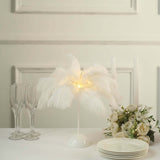 15inch LED White Ostrich Feather Table Lamp Wedding Centerpiece