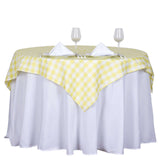 Buffalo Plaid Tablecloth | 54"x54" Square | White/Yellow | Checkered Gingham Polyester Tablecloth