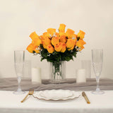 12 Bushes | Orange Artificial Premium Silk Flower Rose Bud Bouquets
