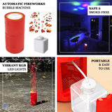 Automatic fireworks bubble machine with vibrant RGB LED lights, portable and smoke-free.