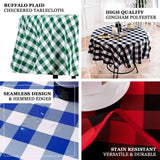 70" White Blue Buffalo Plaid Round Tablecloth, Gingham Polyester Checkered Tablecloth