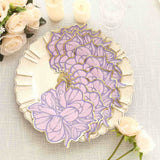 20 Pack Purple Peony Flower Shaped Paper Cocktail Napkins with Gold Edges, Disposable Party Beverage