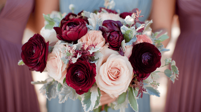 Burgundy and blush bridesmaid bouquet