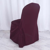 Burgundy Polyester Banquet Chair Cover, Reusable Stain Resistant Slip On Chair Cover