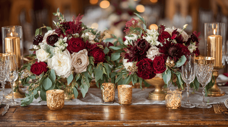 Burgundy Fall Wedding Floral Arrangement