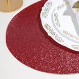 6 Pack | Burgundy Sparkle Placemats, Non Slip Decorative Oval Glitter Table Mat