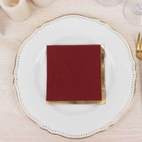 50 Pack Burgundy Disposable Cocktail Napkins with Gold Foil Edge