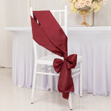 5 Pack Burgundy Lamour Satin Chair Sashes, Chair Bows - 6x106inch