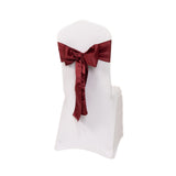 5 Pack Burgundy Lamour Satin Chair Sashes, Chair Bows - 6x106inch