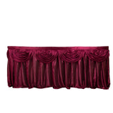 14ft Burgundy Pleated Satin Double Drape Table Skirt