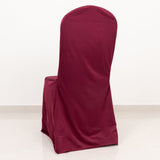 Burgundy Stretch Slim Fit Scuba Banquet Chair Cover, Wrinkle Free Durable Slip On Chair Cover