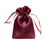 Burgundy satin drawstring pouch for gifts and storage #whtbkgd