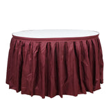 14ft Burgundy Pleated Polyester Table Skirt, Banquet Folding Table Skirt