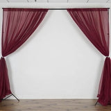 Burgundy Fire Retardant Sheer Organza Premium Curtain Panel Backdrops With Rod Pockets - 10ftx10ft