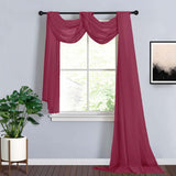 18ft | Burgundy Wedding Arch Drapery Fabric Window Scarf Valance, Sheer Organza Linen