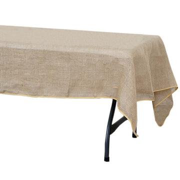 Burlap Jute 60"x102" Rectangle Tablecloth Natural - Rustic Boho Chic Table Linen