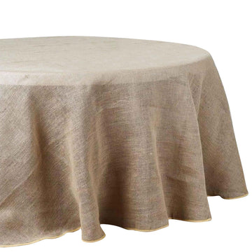 Burlap Jute 90" Round Tablecloth Natural - Rustic Boho Chic Table Linen