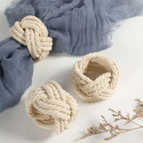 4 Pack | Rustic Burlap Napkin Rings, Handmade Braided Jute Napkin Holders - Cream