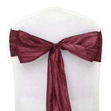 Pack of 5 | Accordion Crinkle Taffeta Chair Sashes - Burgundy