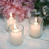 12 Pack | Ivory Votive Candle & Clear Glass Votive Holder Candle Set