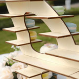 7-Tier Natural Butterfly Shaped Wooden Cupcake Stand, Double Sided Dessert Display Stand Shelf Rack