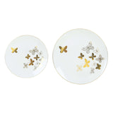 Set of 20 White Gold Butterfly Plastic Party Plates, Round Disposable Dinner and Salad Plates#whtbkgd