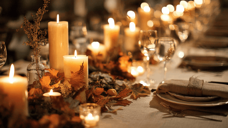 Candlelit Table Setting Arrangement