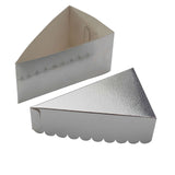 10 Pack | 5x3inch Metallic Silver Single Slice Paper Cake Boxes