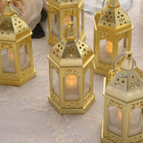 6 Pack Clear Moroccan Style Mini Lantern with Flickering LED Tealight Candles