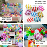 5 Pack | 13inches Candy Striped Swirl Print Mylar Foil Helium/Air Balloons