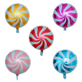 5 Pack | 13inches Candy Striped Swirl Print Mylar Foil Helium/Air Balloons#whtbkgd