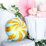 5 Pack | 13inches Candy Striped Swirl Print Mylar Foil Helium/Air Balloons