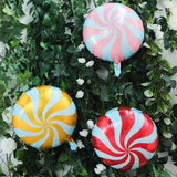 5 Pack | 13inches Candy Striped Swirl Print Mylar Foil Helium/Air Balloons