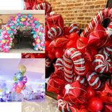 5 Pack | 13inches Candy Striped Swirl Print Mylar Foil Helium/Air Balloons