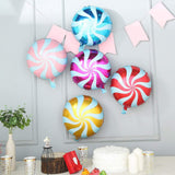 5 Pack | 13inches Candy Striped Swirl Print Mylar Foil Helium/Air Balloons