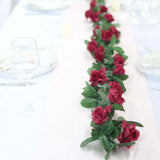 6ft | Burgundy Artificial Silk Rose Garland UV Protected Flower Chain