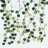 32ft 100 LED Green Silk Eucalyptus Leaf Garland Vine String Lights, Warm White Battery Operated