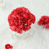 144 Pack | Red Paper Mini Craft Roses, DIY Craft Flowers With Wired Stem